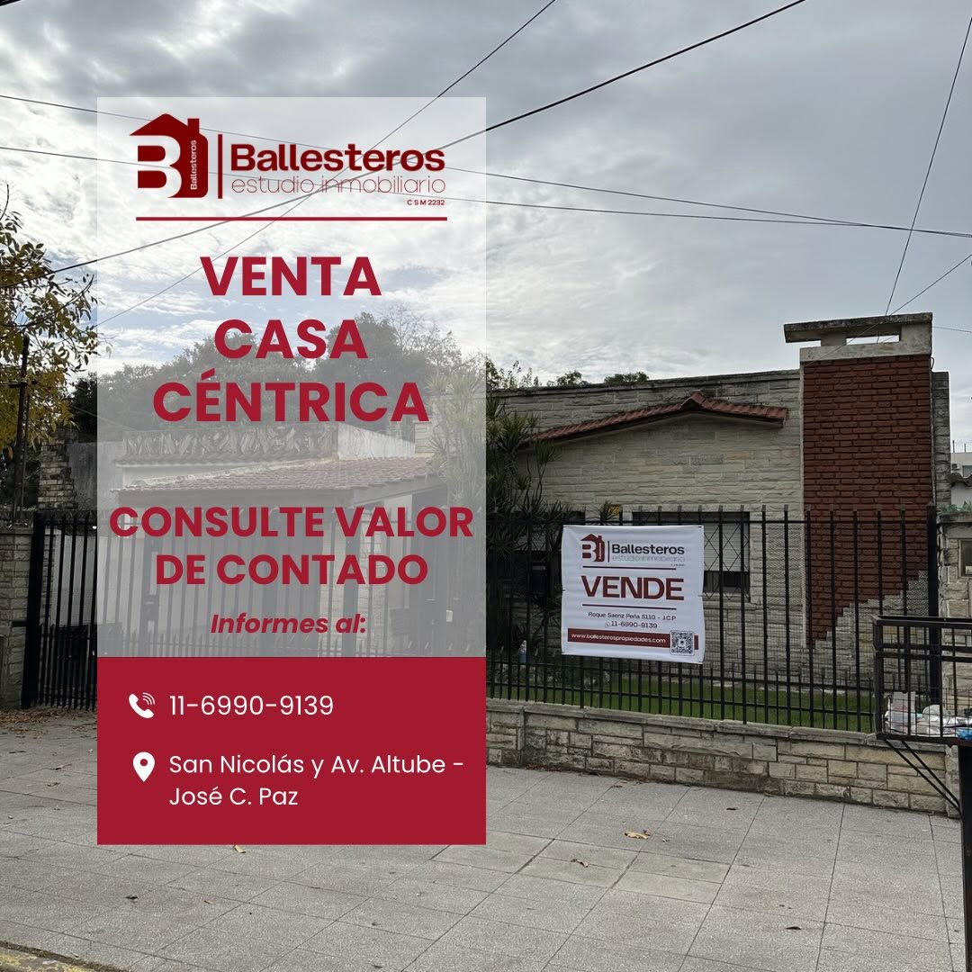 CASA EN VENTA!  San Nicolás y Av. Altube - José C Paz.